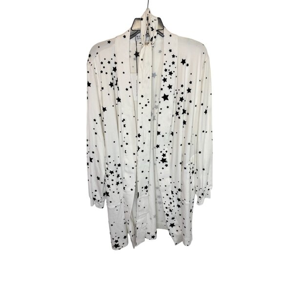 Mason Gray Quinn Cloud Jersey Banded Short Robe in White Stars NWT - Size L - Picture 2 of 7